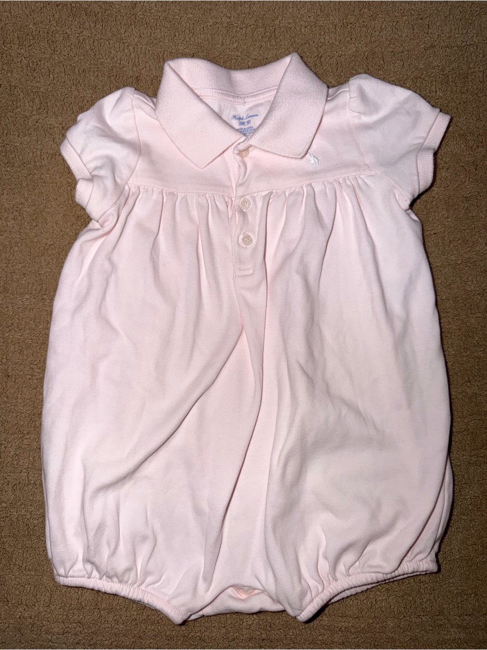 Baby Ralph Lauren Light Pink Polo-Style Romper